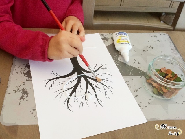 Activité enfant - Arbre d'automne en feuilles mortes perforées - créative et manuelle - perforatrice - motricité fine - mslf