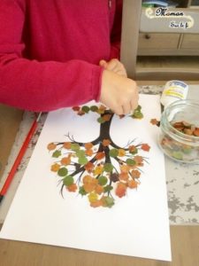 Activité enfant - Arbre d'automne en feuilles mortes perforées - créative et manuelle - perforatrice - motricité fine - mslf