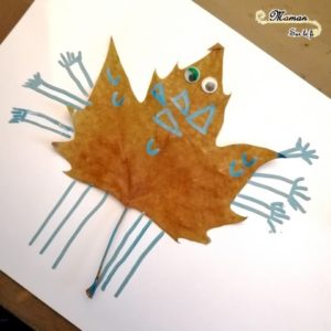 Activité enfants - monstres avec feuilles mortes et dés - jeu de dénombrement - activité créative d'automne - mslf