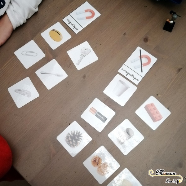 activité enfant - atelier magnétique ou amagnétique - manipulation expérience cartes nomenclature - test objets magnétique ou non - mslf