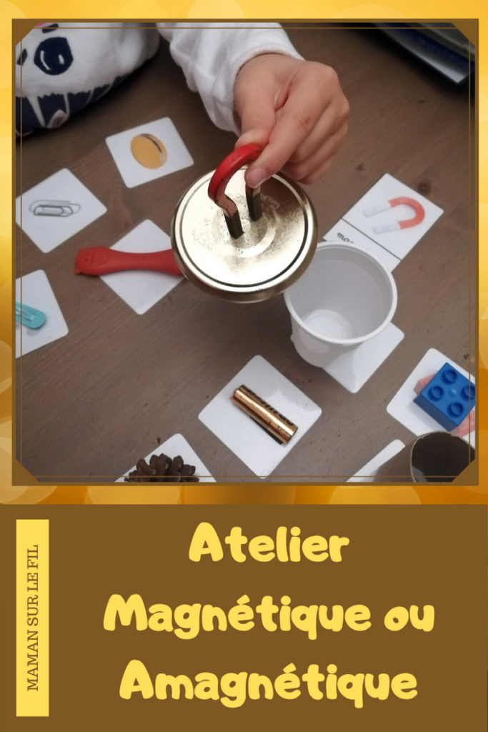 activité enfant - atelier magnétique ou amagnétique - manipulation expérience cartes nomenclature - test objets magnétique ou non - mslf