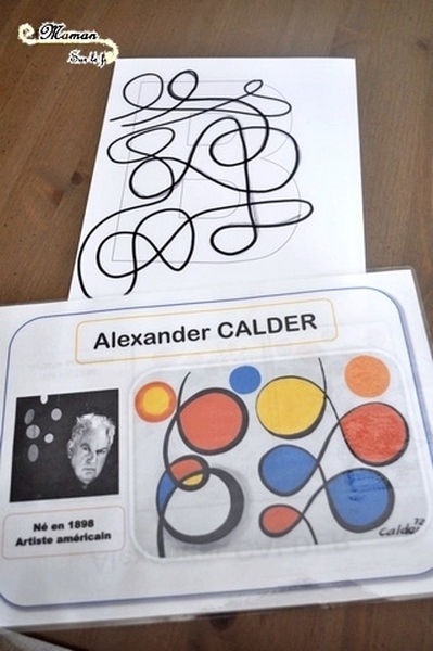 Abécédaire créatif - B comme Boucle à la façon d'alexander calder - couleurs primaires - activité enfants coloriage - lettres - alphabet - mslf