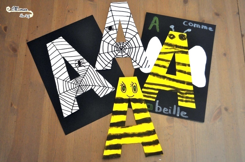 activite-enfant-abecedaire-creatif-a-comme-abeille-araignee-dessin-graphisme-peinture-sticks-mslf