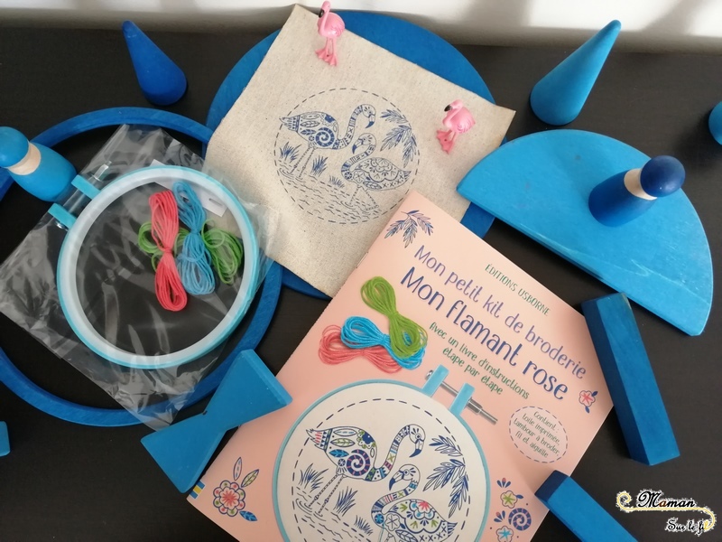 Activité enfants - Mon petit kit de broderie débutants - Mon flamant rose - Guide pas-à-pas - Usborne - test-avis - mslf