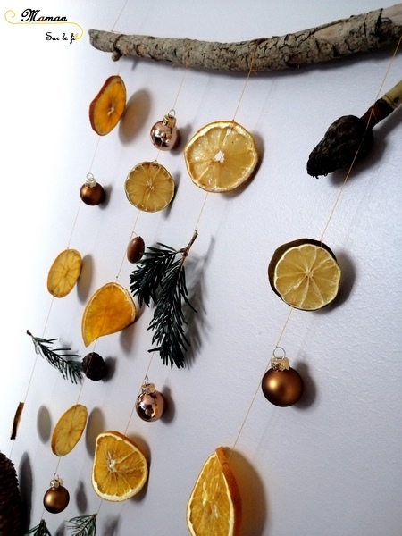activité enfants - pommes d'ambre - oranges et clous de girofle - suspension DIY Nature - Noël et Hiver - Tranches oranges et citrons séchées - mslf