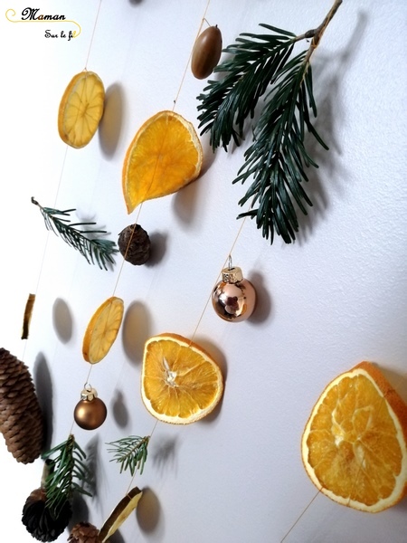 activité enfants - pommes d'ambre - oranges et clous de girofle - suspension DIY Nature - Noël et Hiver - Tranches oranges et citrons séchées - mslf
