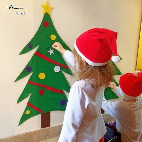 Activité enfants - Fabriquer un sapin géant en feutrine à décorer à volonté - DIY - NOël - art éphémère - mslf