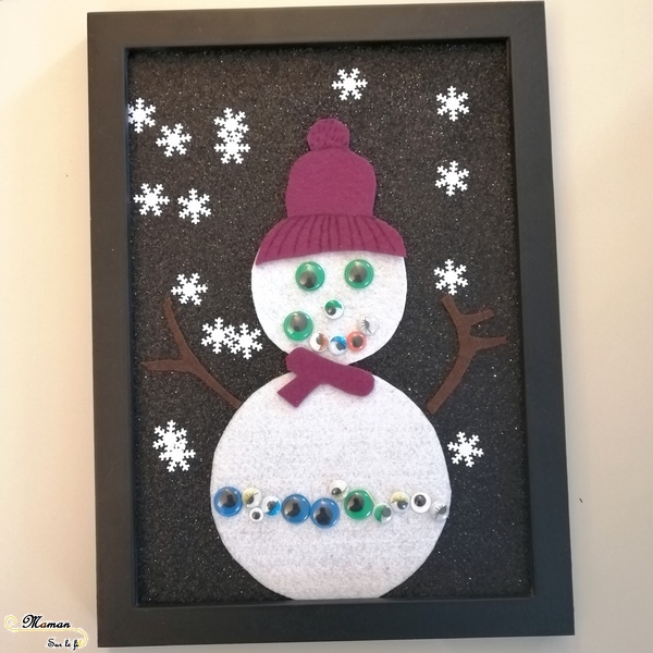 Activité Enfants - Tableaux en feutrine à personnaliser à volonté - sapin et bonhomme de neige - invitation à créer noël et hiver - feutrine et loose part - DIY - mslf