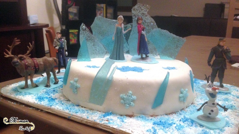 Gâteau Reine des Neiges - idée anniversaire enfants - glace banquise flocon olaf - cake design - mslf