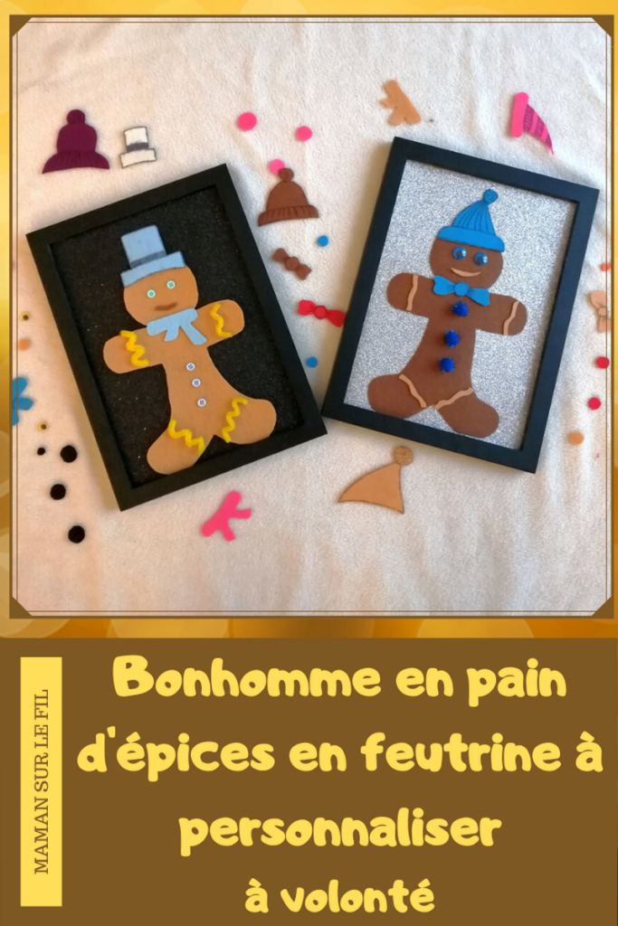 Petit bonhomme en pain d'épices en feutrine à décorer et personnaliser à volonté - Créatif et éphémère - bouton - loose parts - activité enfants - mslf