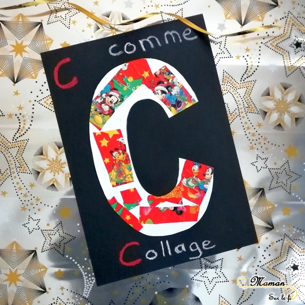 Abécédaire créatif - C comme cadeau et collage - activité enfants récup' - Apprentissage Lettres et Alphabet -Découpage - mslf