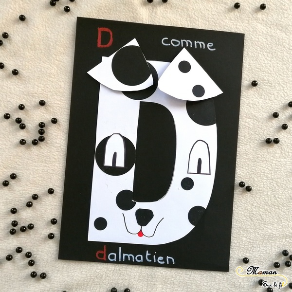 Abécédaire créatif - D comme dalmatien et damier - activité manuelle enfants - apprentissage lettres et alphabet - maternelle - mslf