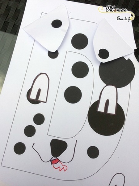 Abécédaire créatif - D comme dalmatien et damier - activité manuelle enfants - apprentissage lettres et alphabet - maternelle - mslf