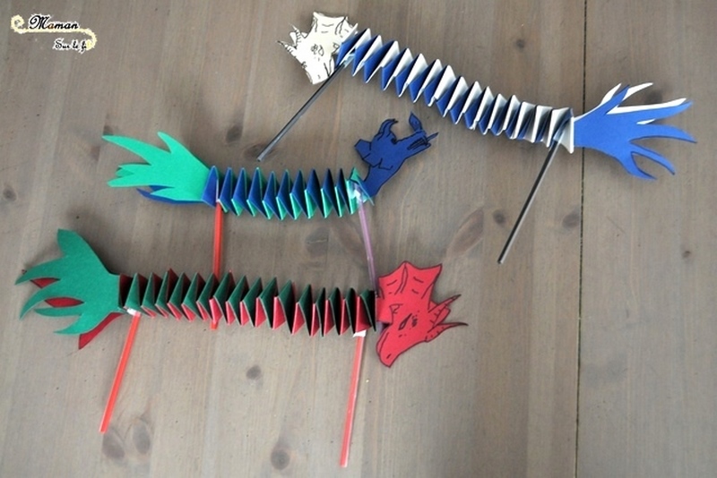 Fabriquer un dragon pour le nouvel an chinois - Bricolage DIY - activité manuelle - accordéon - collage - mslf