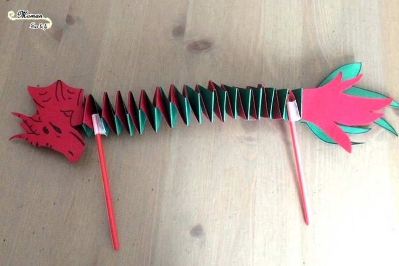 Fabriquer un dragon pour le nouvel an chinois - Bricolage DIY - activité manuelle - accordéon - collage - mslf