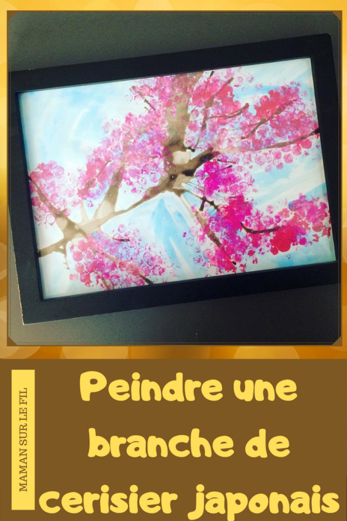 Activité enfants - Peindre une branche de cerisier japonais - Asie - Encre soufflée et peinture au papier bulles - - fleurs roses - Créatif - Arts visuels - mslf