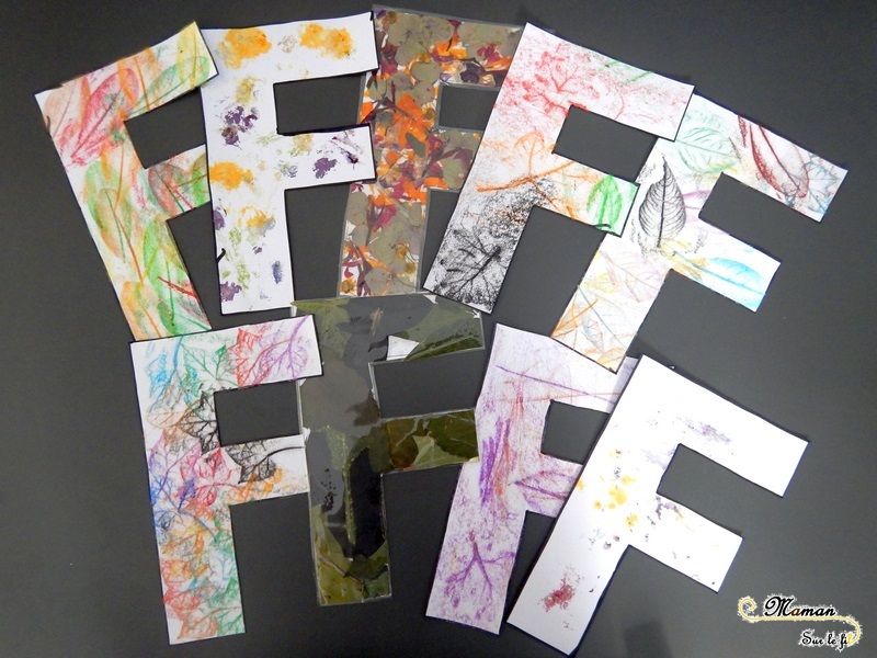 Abécédaire créatif - F comme feuilles et fleurs - activité manuelle enfants - empreintes à la pastel - marteau - collage nature - apprentissage lettres alphabet - maternelle - mslf