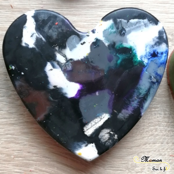 Activité Enfants - Fabriquer des coeurs avec des restes de pastels fondus - Récup - Saint-Valentin - Amour amitié - activité manuelle - maternelle - bricolage DIY - Recyclage - mslf