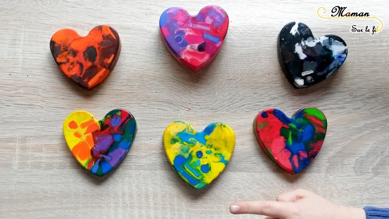 Activité Enfants - Fabriquer des coeurs avec des restes de pastels fondus - Récup - Saint-Valentin - Amour amitié - activité manuelle - maternelle - bricolage DIY - Recyclage - mslf