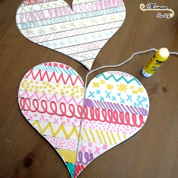 Jeu graphique de la saint-valentin - Graphisme Coeurs avec des dés - suspension 3D - DIY - Bricolage - Reproduction modèle - Amour - amitié - maternelle - mslf