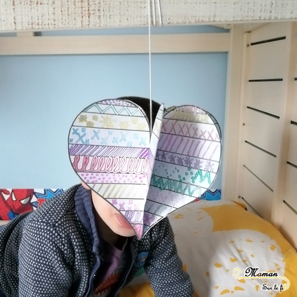 Jeu graphique de la saint-valentin - Graphisme Coeurs avec des dés - suspension 3D - DIY - Bricolage - Reproduction modèle - Amour - amitié - maternelle - mslf