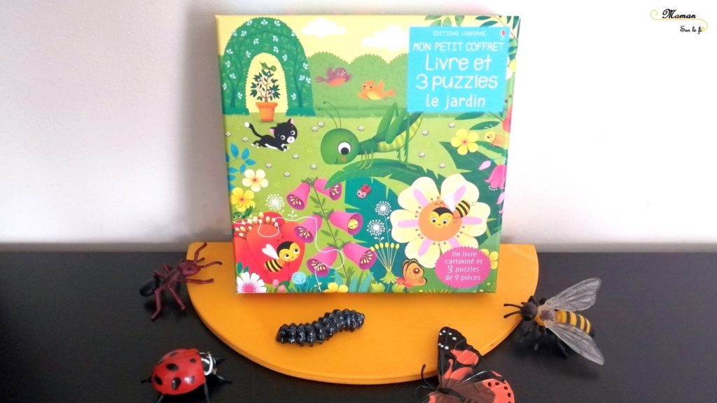 Livre et Puzzles - Le Jardin de Usborne - 3 puzzles de 9 pièces - livre cartonné premier âge insectes et jardin - test et avis - mslf