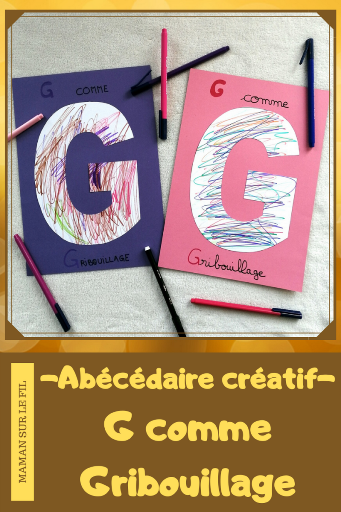 Abécédaire créatif - G comme gribouillage et géométrie - activité manuelle enfants - formes géométriques au pochoir - dessin - apprentissage lettres alphabet - maternelle - mslf