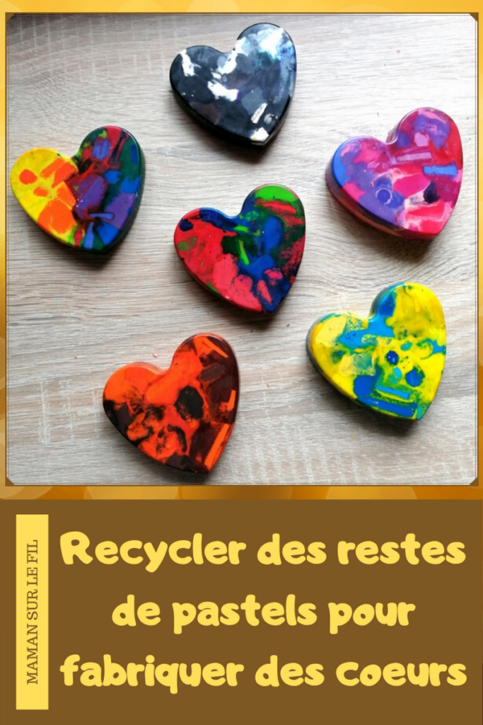 Activité Enfants - Fabriquer des coeurs avec des restes de pastels fondus - Récup - Saint-Valentin - Amour amitié - activité manuelle - maternelle - bricolage DIY - Recyclage - mslf