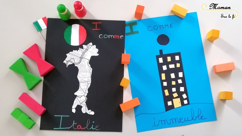 Abécédaire créatif - I comme Italie et immeuble - activité manuelle enfants - découpage collage - pays géographie - drapeau - apprentissage lettres alphabet - maternelle - mslf