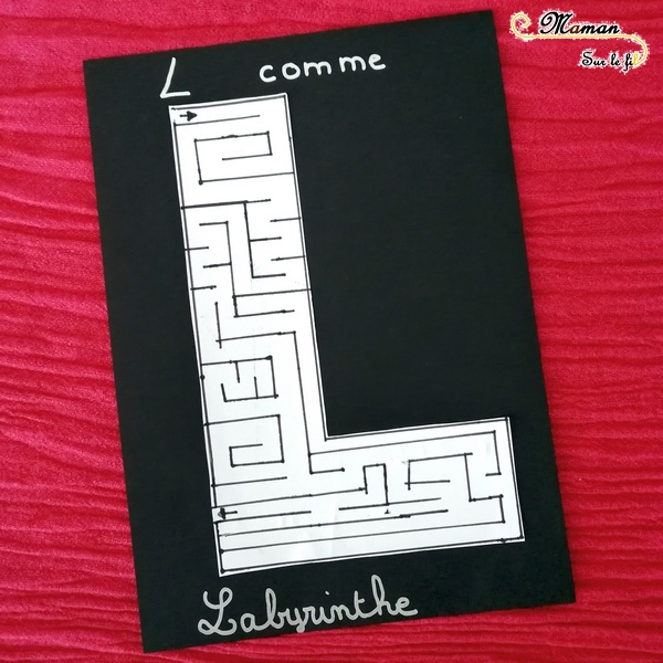 Abécédaire créatif - L comme Labyrinthe et Laine - activité manuelle enfants - dessin - bricolage carton - apprentissage lettres alphabet - maternelle - mslf