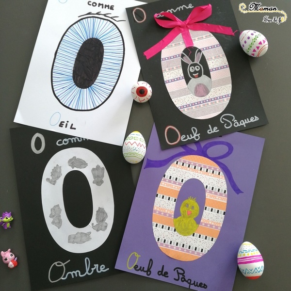 Abécédaire créatif - O comme Ombre Oeil et Oeuf de Pâques - activité manuelle enfants - dessin masking-tape - apprentissage lettres alphabet - maternelle - mslf