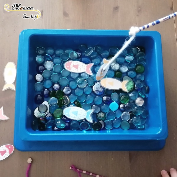 Activité enfants - fabriquer jeux pêche à la ligne DIY Faits maison - récup' - poissons aimantés - magnétique et canne à pêche - 1er avril - poisson avril - mslf