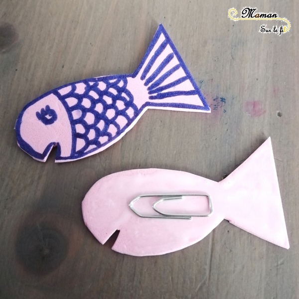 Activité enfants - fabriquer jeux pêche à la ligne DIY Faits maison - récup' - poissons aimantés - magnétique et canne à pêche - 1er avril - poisson avril - mslf