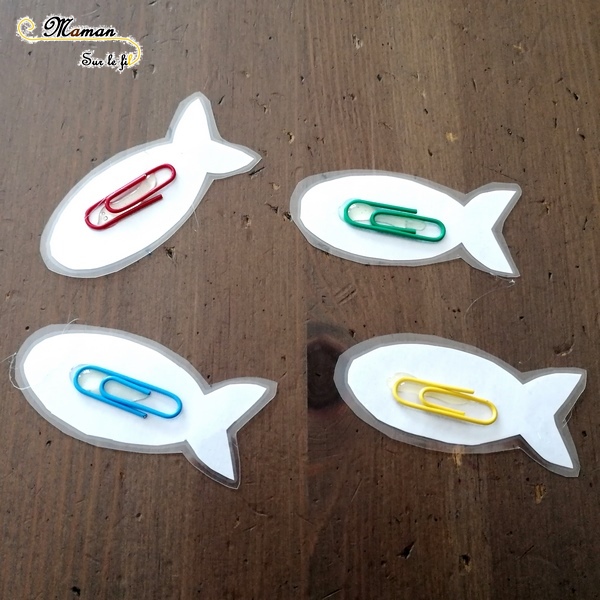 Activité enfants - fabriquer jeux pêche à la ligne DIY Faits maison - récup' - poissons aimantés - magnétique et canne à pêche - 1er avril - poisson avril - mslf