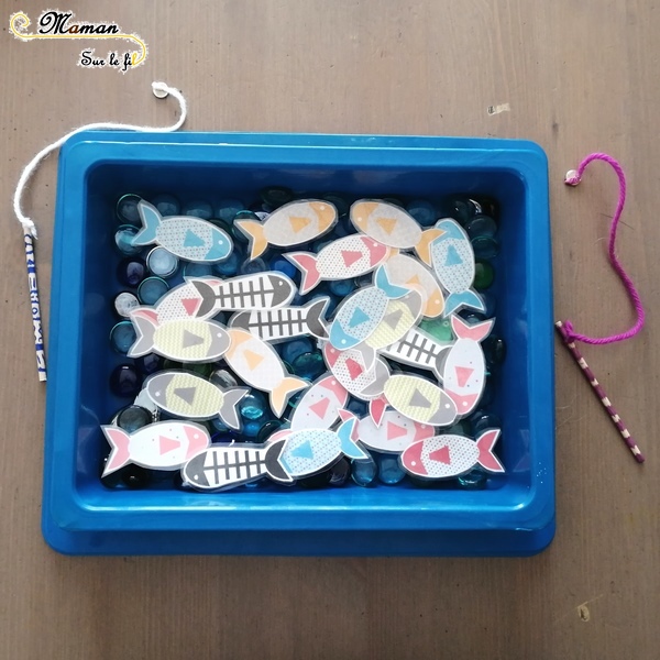 Activité enfants - fabriquer jeux pêche à la ligne DIY Faits maison - récup' - poissons aimantés - magnétique et canne à pêche - 1er avril - poisson avril - mslf