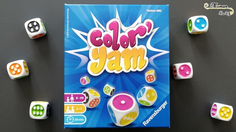 Jeu de société enfants et adultes - primaire - Clor Yam de Ravensburger - Jeu de dés et couleurs - variante du yams ou yatzee - Test et avis - mslf