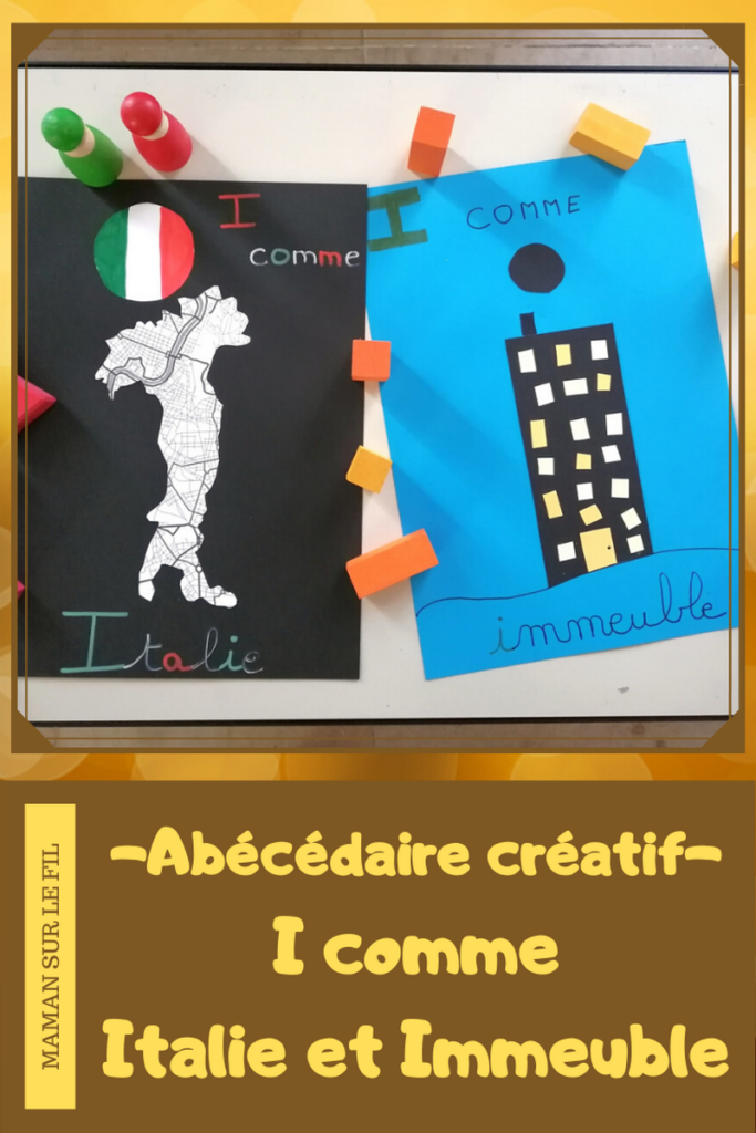 Abécédaire créatif - I comme Italie et immeuble - activité manuelle enfants - découpage collage - pays géographie - drapeau - apprentissage lettres alphabet - maternelle - mslf