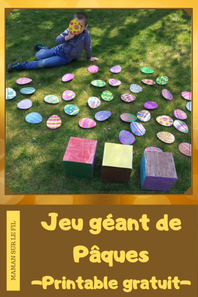 Activité enfants - jeu de pâques géant diy fait maison - Reconnaissance couleurs avec dés géants - vitesse et chasse aux oeufs - printable gratuit - à imprimer gratuitement - jardin - jeu evolutif - mslf