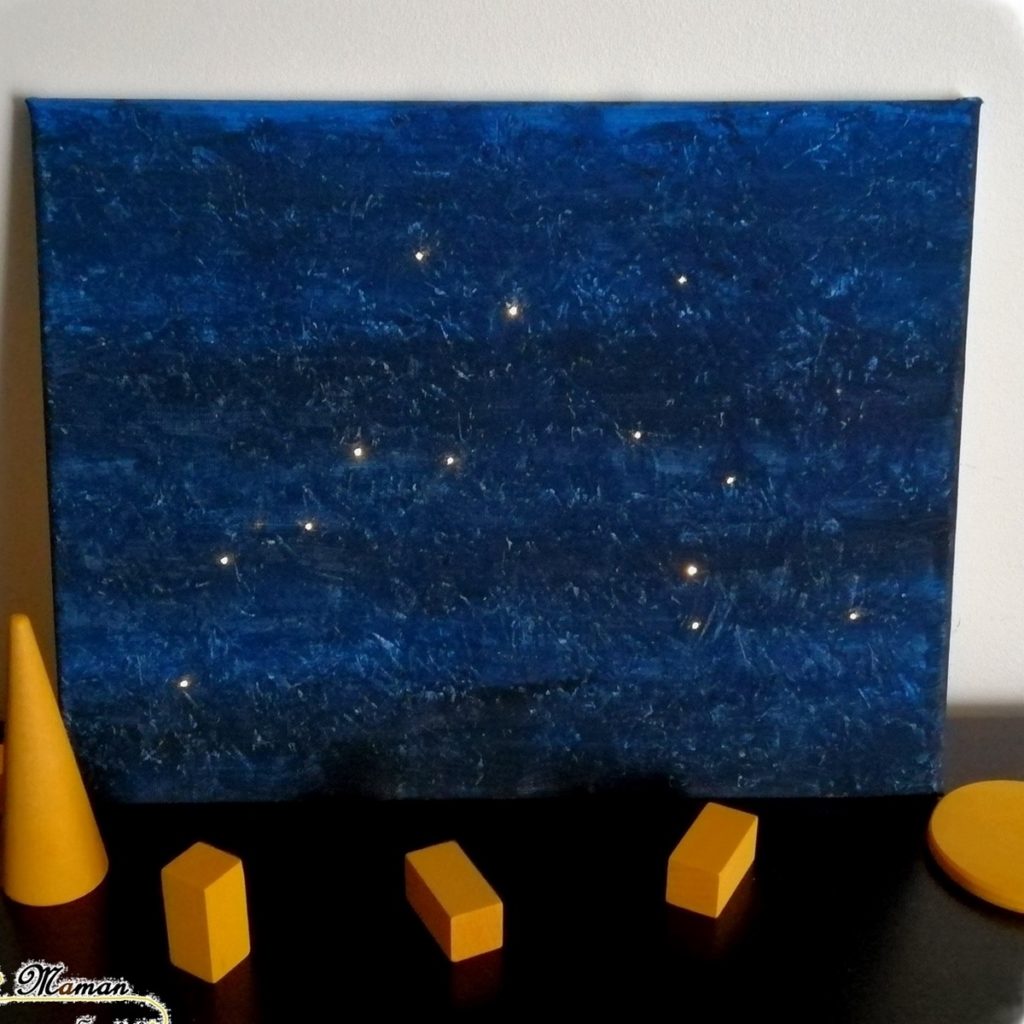 Activité enfants - tableau lumineux des constellations - bricolage - peinture - lumière - sciences - espace - Cycle 2 3 - ciel - nuit et lumière - mslf