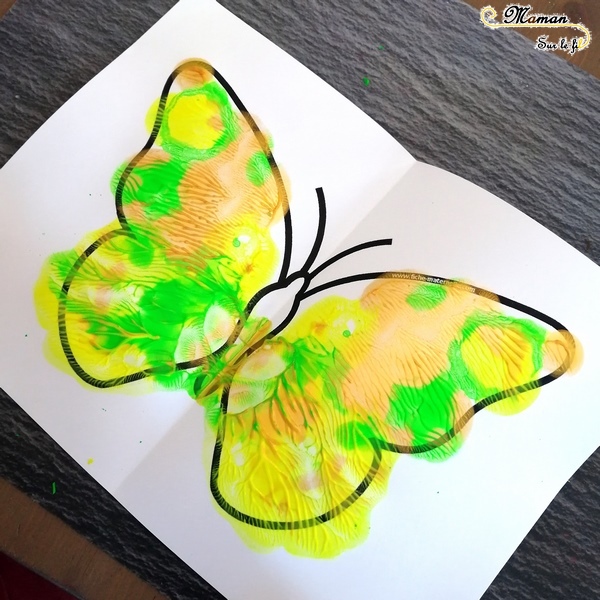 Activité enfants - suspension de papillons en 3 techniques - arbre haie jardin - Couleurs et décoration - peinture par symétrie - Pliage - mslf