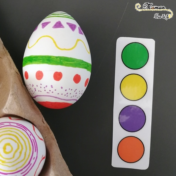 Activité enfants - jeu d'association d'oeufs de pâques diy fait maison - Reconnaissance couleurs et motifs - dessin et graphisme - mslf