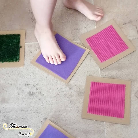 Memory tactile Fait maison DIY - pour mains et pieds - Sensoriel - toucher -Recup carton - Activité enfants - mslf
