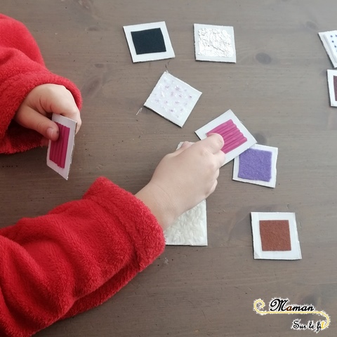 Memory tactile Fait maison DIY - pour mains et pieds - Sensoriel - toucher -Recup carton - Activité enfants - mslf