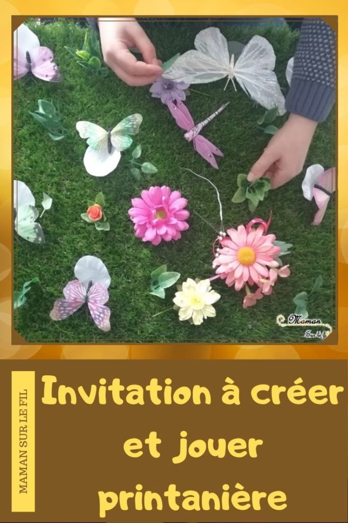 Invitation à créer et jouer printanière - printemps fleurs et insectes - fausse pelouse - jardin - mandala - activité enfants - mslf