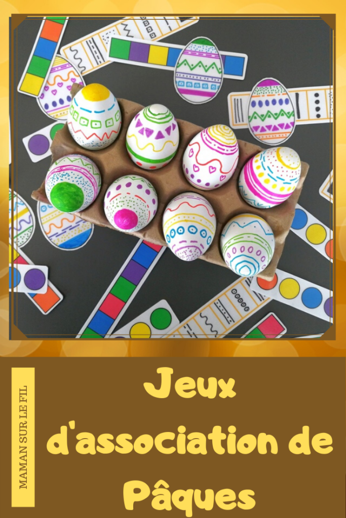 Activité enfants - jeu d'association d'oeufs de pâques diy fait maison - Reconnaissance couleurs et motifs - dessin et graphisme - mslf