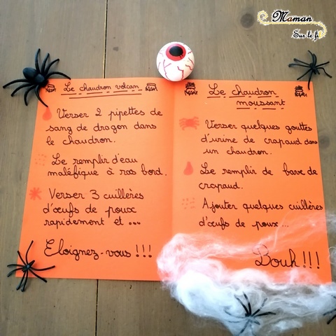 Expériences pour sorciers - Halloween - Laboratoire atelier de potions - chaudron - activité enfants - chimie