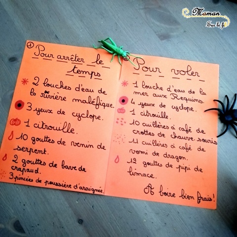 Activité enfant - Laboratoire atelier de potions pour petits sorciers Halloween grimoire sorcière expériences