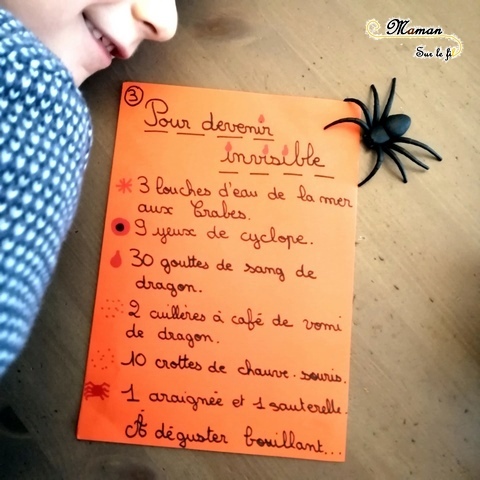 Activité enfant - Laboratoire atelier de potions pour petits sorciers Halloween grimoire sorcière expériences