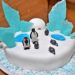 Idée gâteau anniversaire enfant - banquise et pingouins - Glace, neige, gel alimentaire, igloo en pâte à sucre - mslf