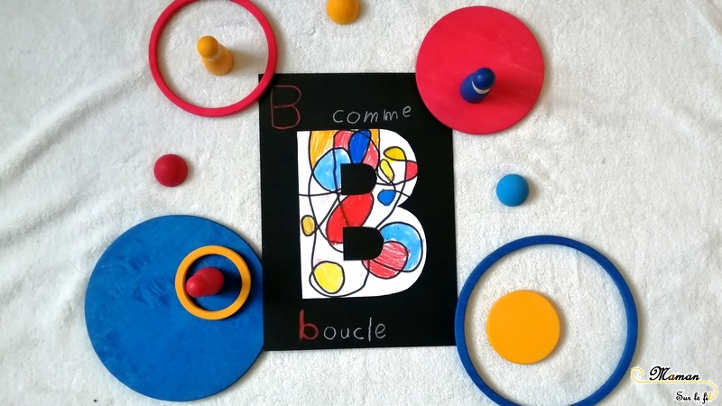 Abécédaire créatif - B comme Boucle à la façon d'alexander calder - couleurs primaires - activité enfants coloriage - lettres - alphabet - mslf